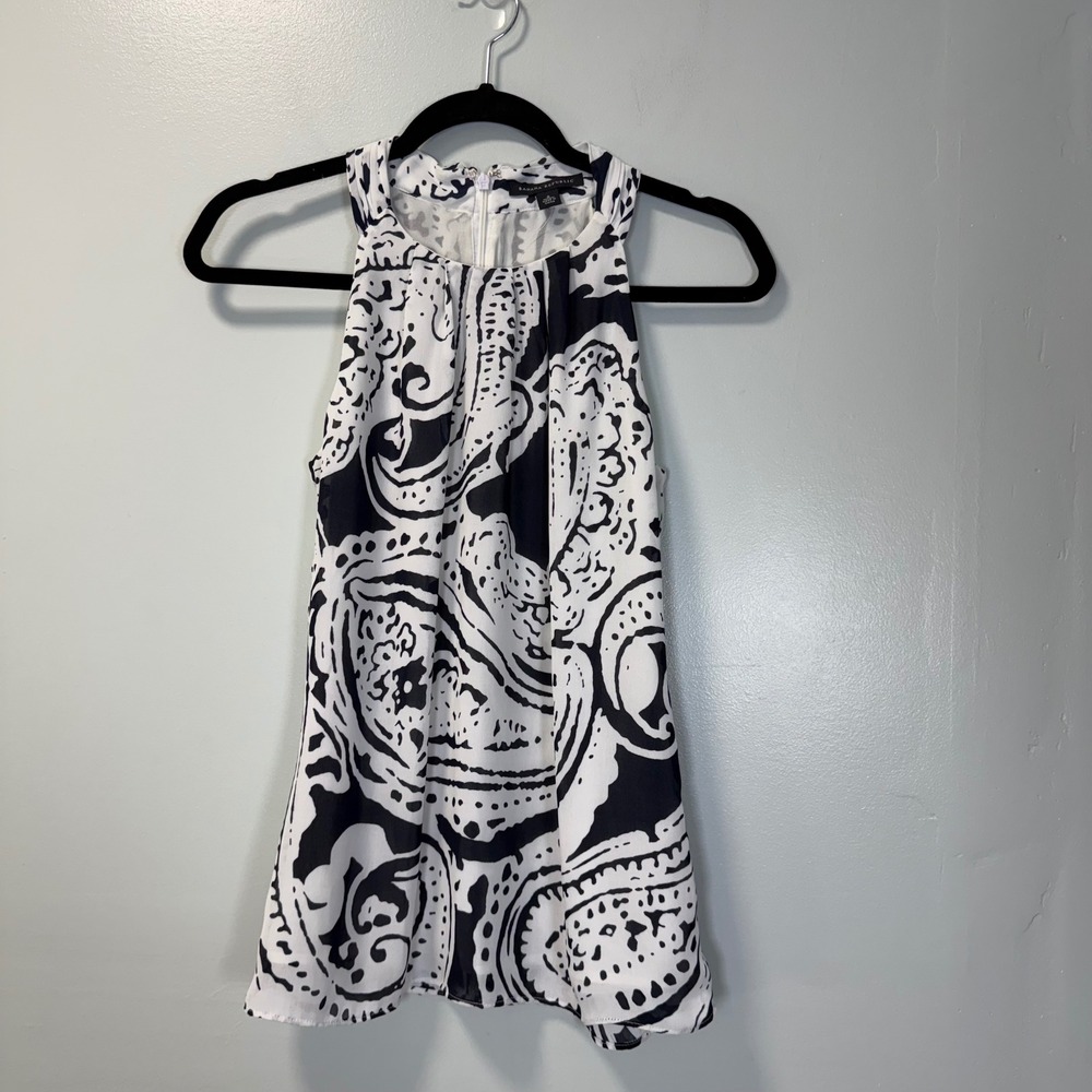 Banana Republic Black White Paisley Halter Top Blouse 4 New